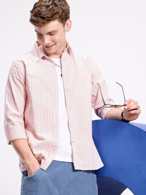 AEROPOSTALE Men Striped Casual White Shirt