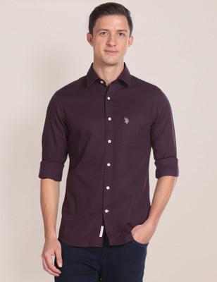 U.S. POLO ASSN. Men Solid Casual Purple Shirt
