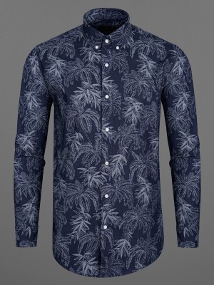 french crown Men Printed Casual Dark Blue, Grey Shirt