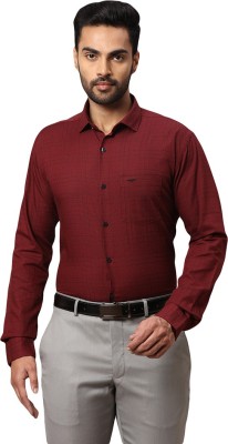 PARK AVENUE Men Checkered Formal Maroon Shirt