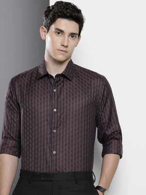 The Indian Garage Co. Men Checkered Formal Purple Shirt