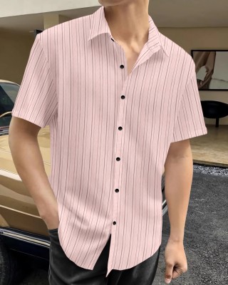 SYSBELLA FASHION Men Self Design Casual Pink Shirt