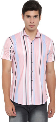 Radha Krishna Fashion Men Checkered Casual Pink Shirt