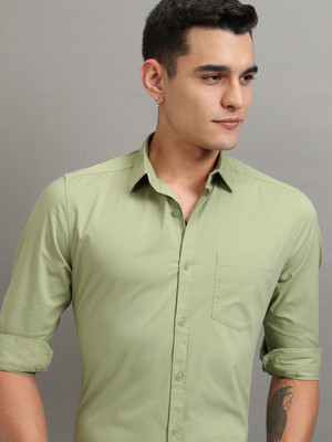 HIGHLANDER Men Solid Casual Green Shirt