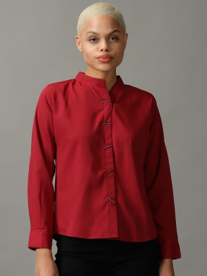 Showoff Women Solid Casual Maroon Shirt