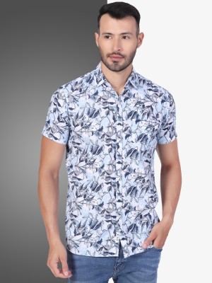 D Finish Men Printed Casual Light Blue Shirt