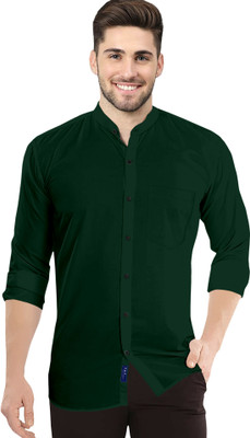 VTEXX Men Solid Casual Dark Green Shirt