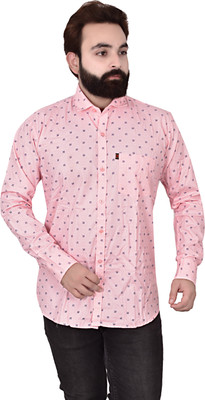 Arthz Fashion Trend Men Printed Casual Pink Shirt