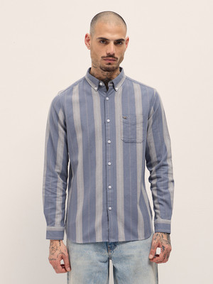 THE BEAR HOUSE Men Striped Casual Blue Shirt