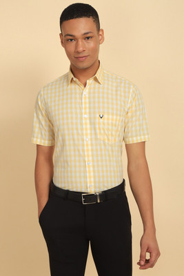 Allen Solly Men Checkered Formal Yellow Shirt