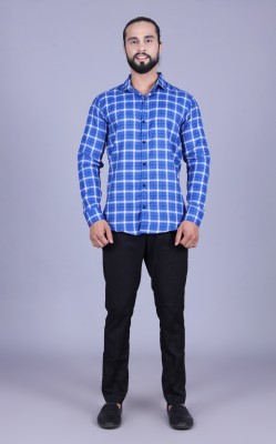 Dark Age Men Checkered Casual Blue, White, Black Shirt