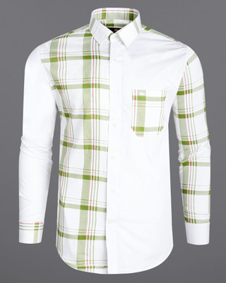 HOC Men Checkered Formal White Shirt
