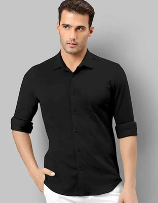 Neviq Trend Men Solid Casual Black Shirt