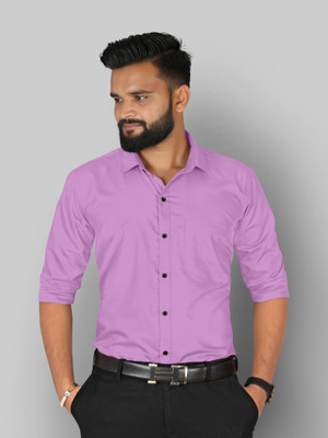StyleMODO Men Solid Casual Purple Shirt