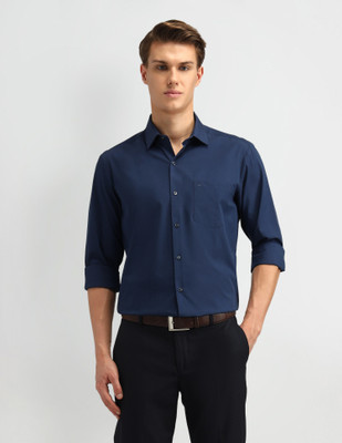 ARROW Men Solid Formal Blue Shirt