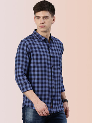 METRONAUT Men Checkered Casual Dark Blue, Blue Shirt