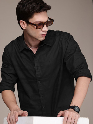WROGN Men Self Design Casual Black Shirt