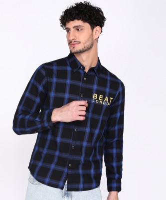 BEAT LONDON by Pepe Jeans Men Checkered Casual Dark Blue Shirt