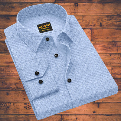 clinch fashion Men Self Design Casual Light Blue Shirt