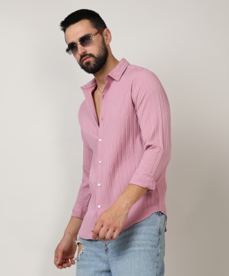 CAMPUS SUTRA Men Solid Casual Pink Shirt