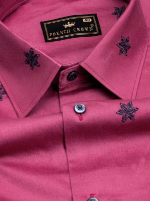 french crown Men Embroidered Casual Pink, Black Shirt