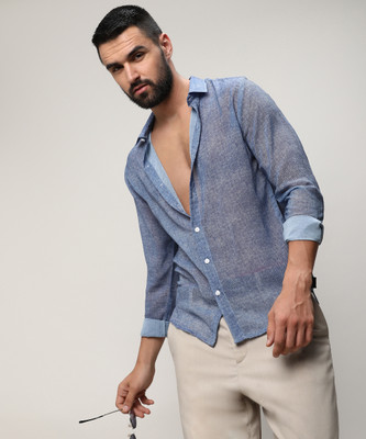 CAMPUS SUTRA Men Striped Casual Blue Shirt