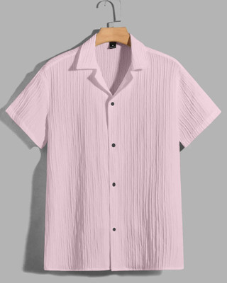 METRONAUT Men Self Design Casual Pink Shirt