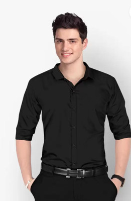 Vastra Aura Men Solid Casual Black Shirt