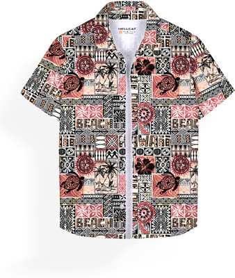 Hellcat Boys Printed Casual Black Shirt