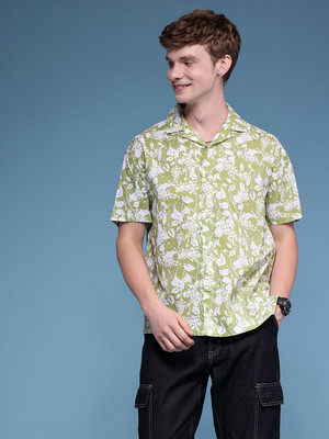 HERE&NOW Men Printed Casual Green Shirt