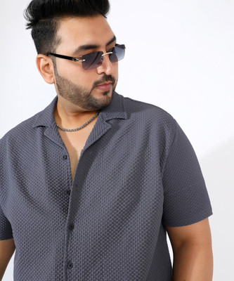 Instafab Plus Men Printed Casual Grey Shirt