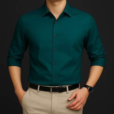 A Fashion Men Solid Formal Blue Shirt
