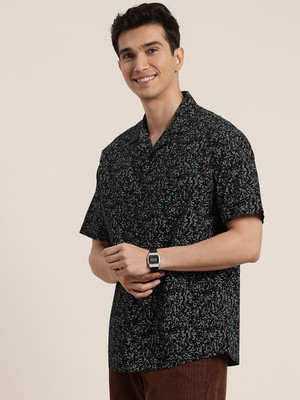 HERE&NOW Men Printed Casual Black Shirt