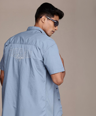 Roadster Men Self Design Casual Blue Shirt