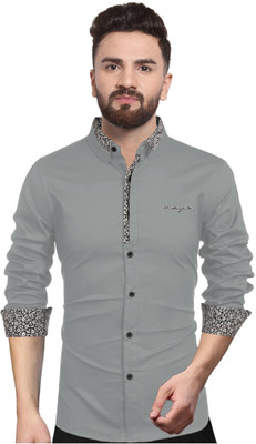 color bucket Men Solid Casual Grey Shirt