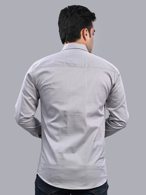 ZEE GOLD Men Solid Casual Silver Shirt