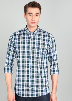 PETER ENGLAND Men Checkered Casual Green Shirt