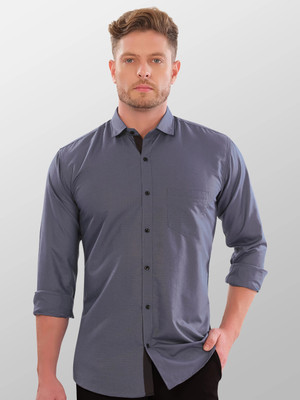 SHANLIYA Men Solid Casual Grey Shirt