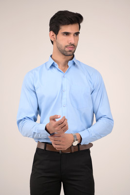 scaler clothing Men Solid Formal Blue Shirt