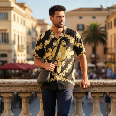 Sageware Men Printed Casual Black, Yellow Shirt