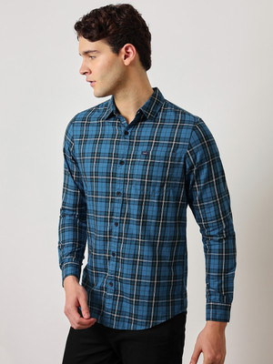 LEE Men Checkered Casual Blue Shirt