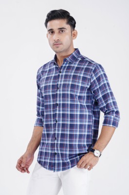 Wristy Men Checkered Casual Blue, Red Shirt