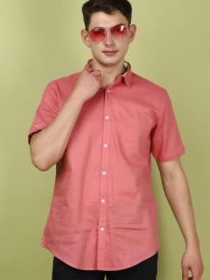 V-MART Men Solid Casual Pink Shirt