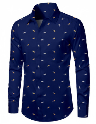 Rudraay Enterprise Men Printed Casual Blue, Gold Shirt