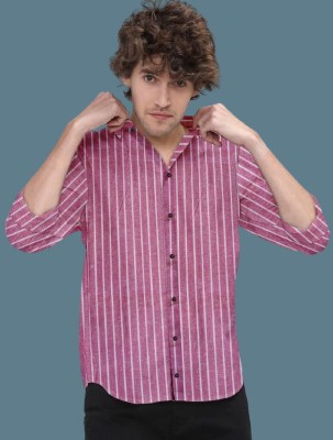 ISUEL FAB Men Striped Casual Pink Shirt