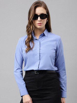 ZAINAB CREATIONS Women Solid Formal Blue Shirt