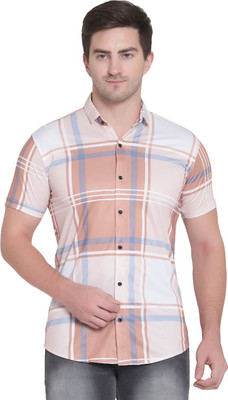 Radha Krishna Fashion Men Checkered Casual Pink Shirt