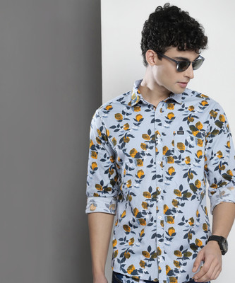 The Indian Garage Co. Men Printed Casual Light Blue Shirt