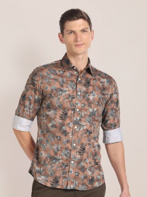 U.S. POLO ASSN. Men Printed Casual Brown, Grey, White Shirt