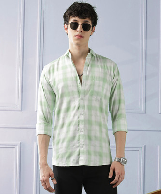 METRONAUT Men Checkered Casual Green Shirt